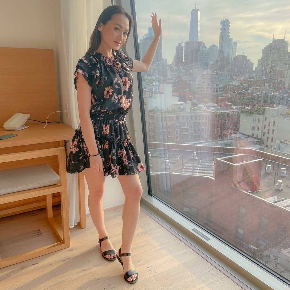 MISA Los Angeles Floral Mini Ruffle Dress XS